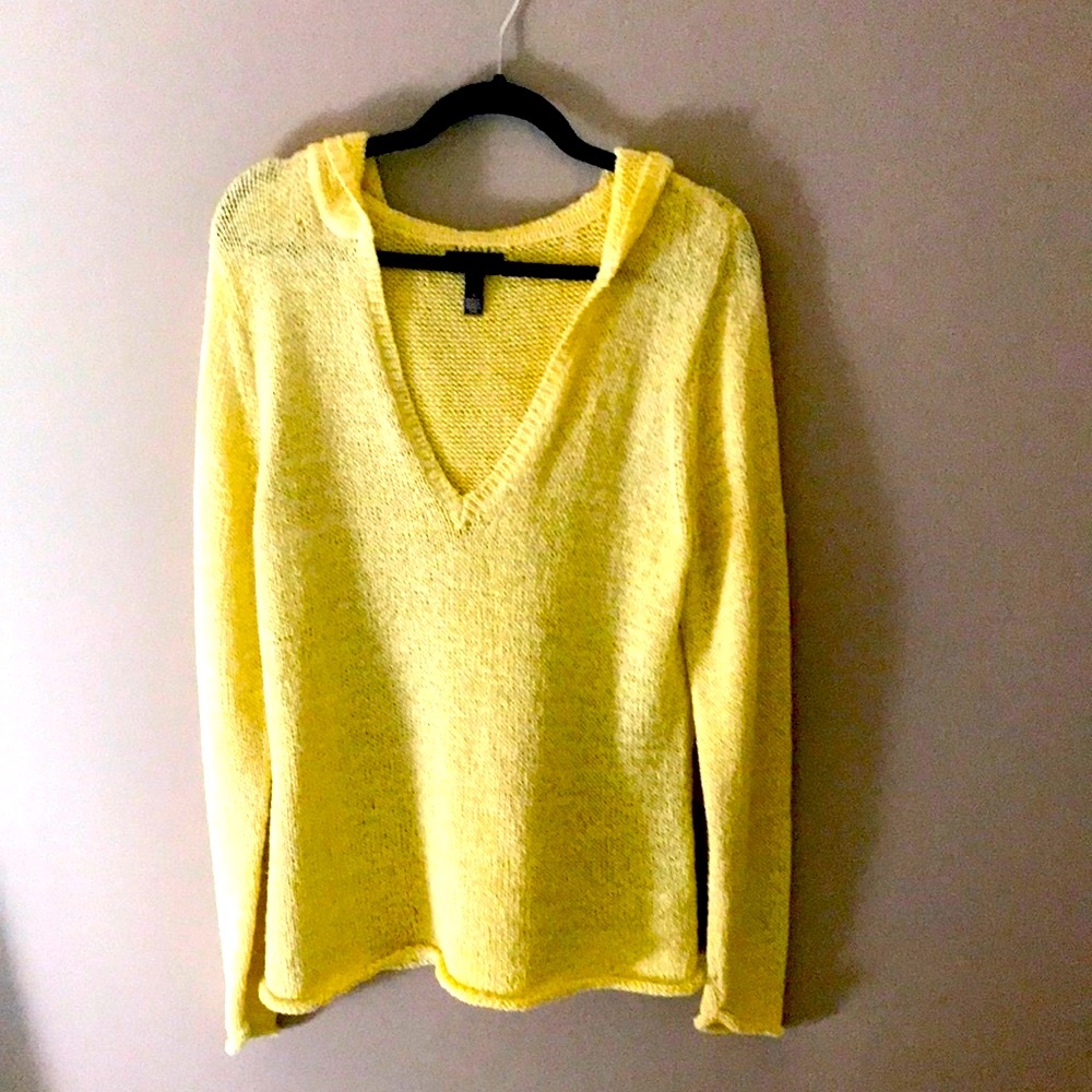 Summer weight Yellow Hooded Sweater